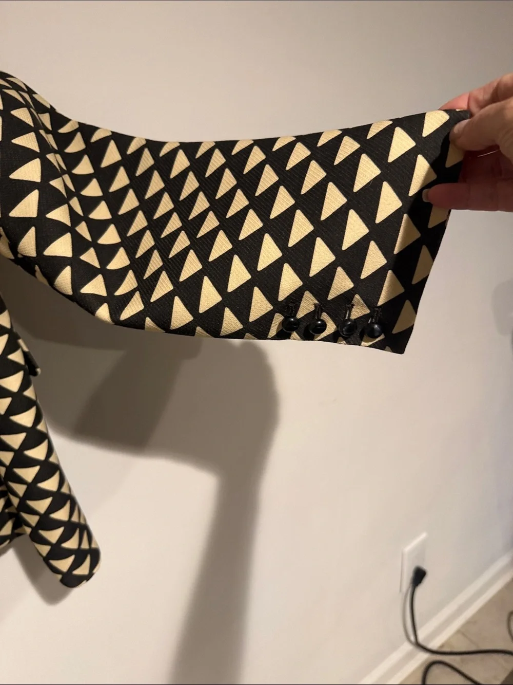 Tory Burch Black and Cream Triangle-Print Blazer